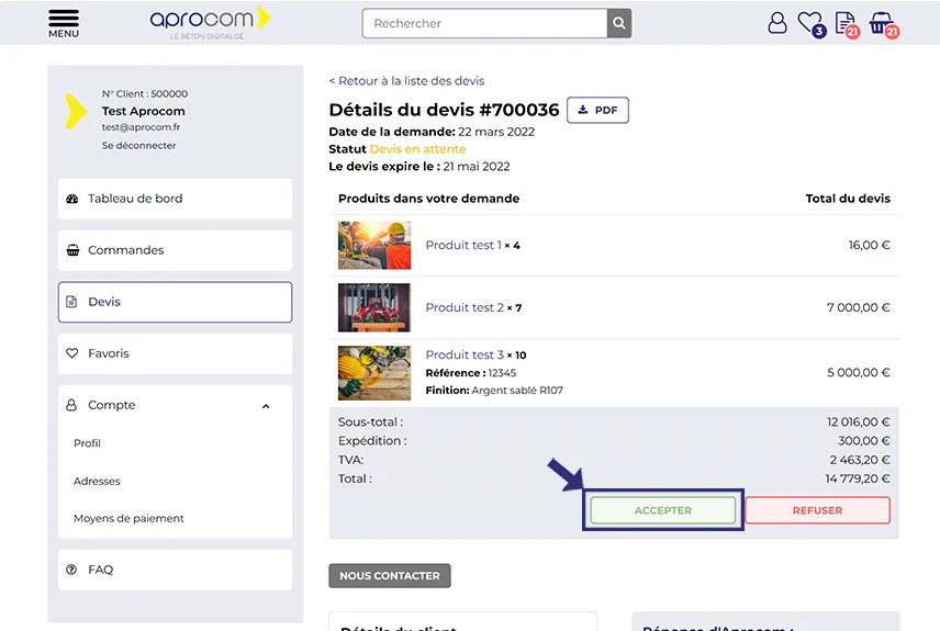 FAQ - Devis - Comment transformer un devis en commande
