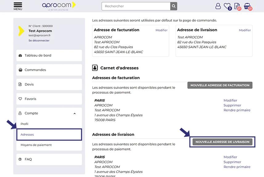 FAQ - Livraison - Comment ajouter une nouvelle adresse de livraison