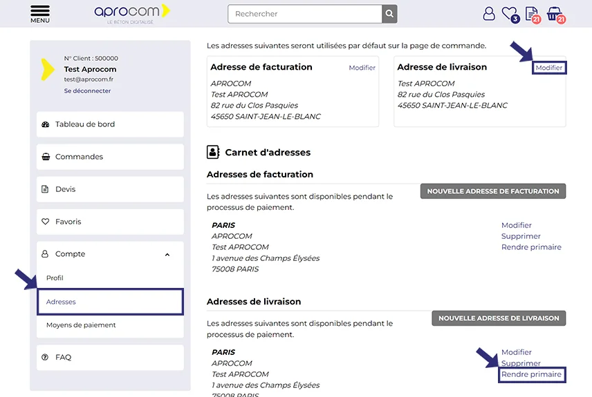FAQ - Livraison - Comment modifier mon adresse de livraison par défaut
